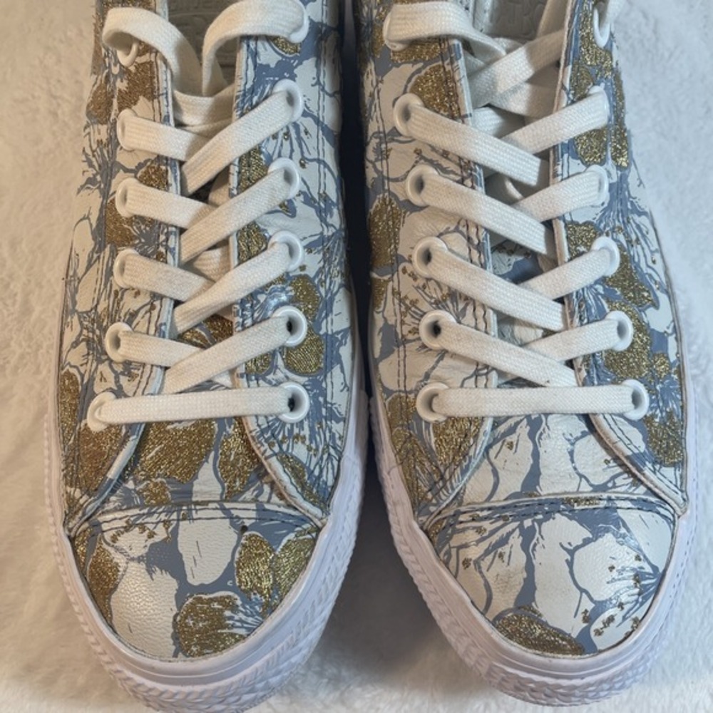 Converse x PatBO‎ Chuck Taylor All Star Leather Sneakers Blue Gold Size 9 Women